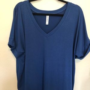 Zenana Premium V Neck Tunic Sapphire Blue XL